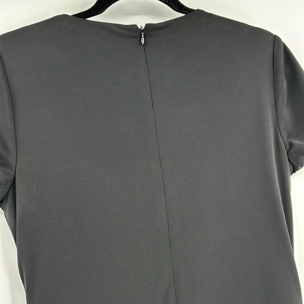Lauren Ralph Lauren Womens Short-Sleeve Surplice Jersey Dress Size 6 Black LBD - Picture 9 of 10